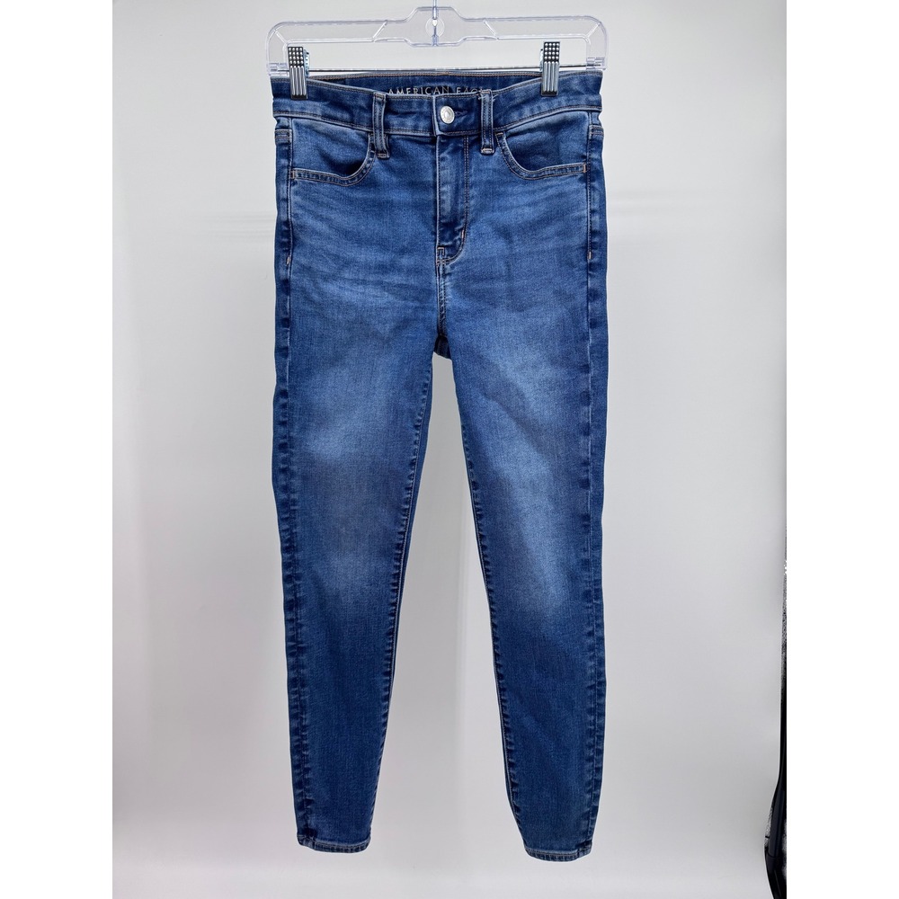 American Eagle Next Level Stretch High Rise Skinny Jeans Blue Womens Sz 4 Short